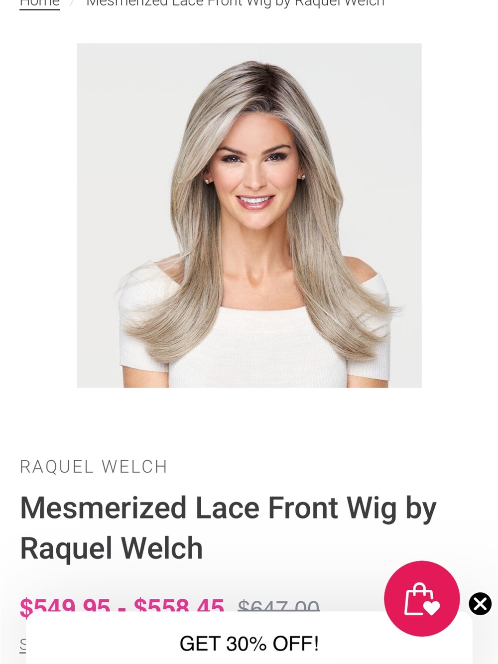 Raquel Welch Mesmerized Lace Front Wig in Shaded Wheat - see last pic
